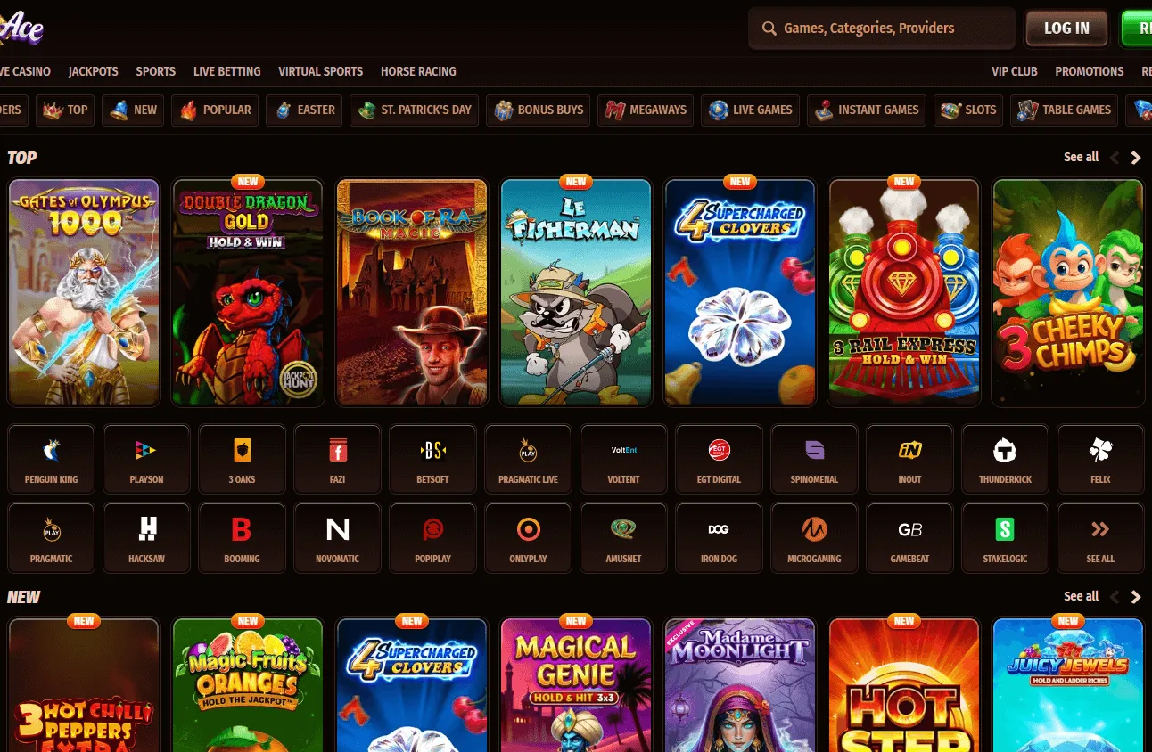 Westace Casino desktop casino games experience