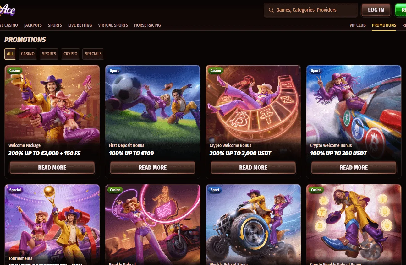 Westace Casino desktop promotions experience
