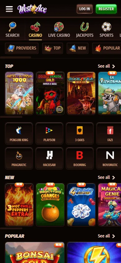 Westace Casino mobile casino games experience